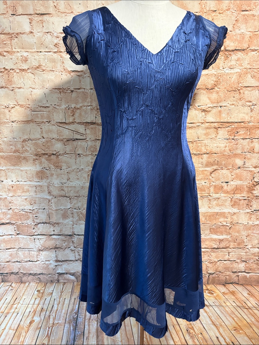 Komarov Blue Crinkle Midi Dress